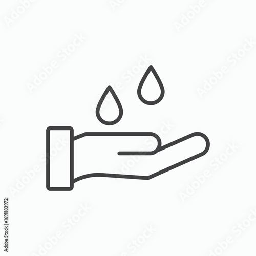Wash hands icon stroke liner version on white background
