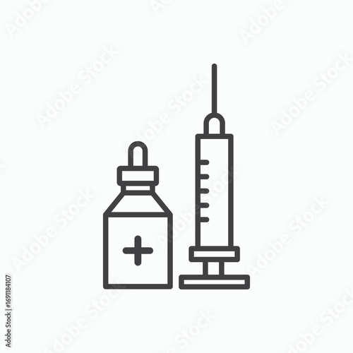 Vaccination icon stroke liner version on white background