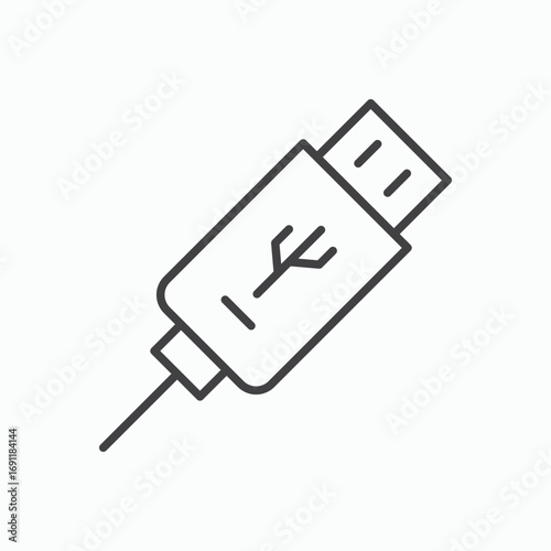 USB icon stroke liner version on white background