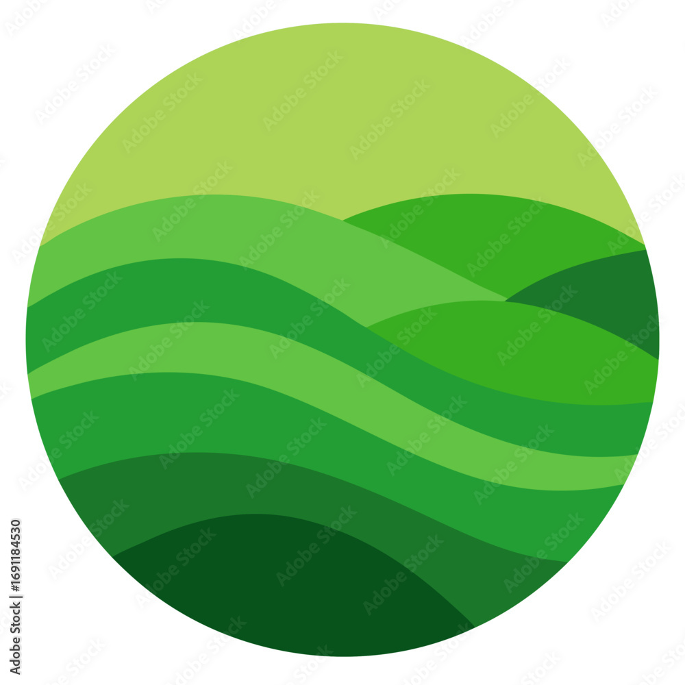 Abstract green rolling hills landscape illustration vector graphic scalable eps icon Abstract green rolling hills landscape illustration vector graphic scalable eps icon