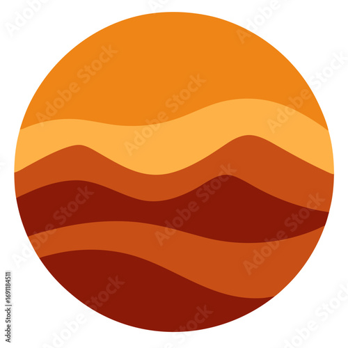 Vector illustration of desert dunes and hills under a celestial body