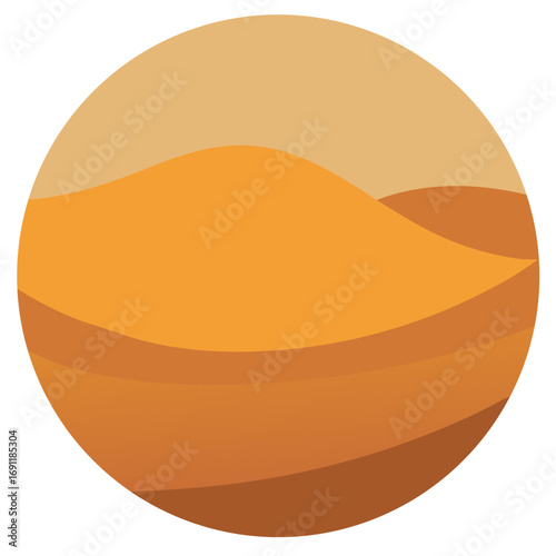 Stylized desert landscape with hills dunes and moon vector illustration for digital use