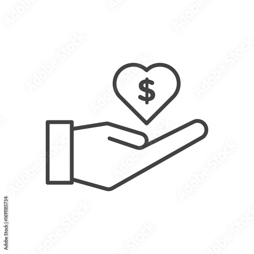 Philanthropy icon stroke liner version on white background