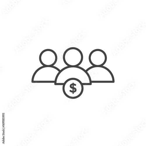 Mutual funds icon stroke liner version on white background