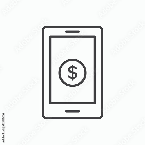 Free Download Mobile banking icon stroke liner version on white background - GFXLoad