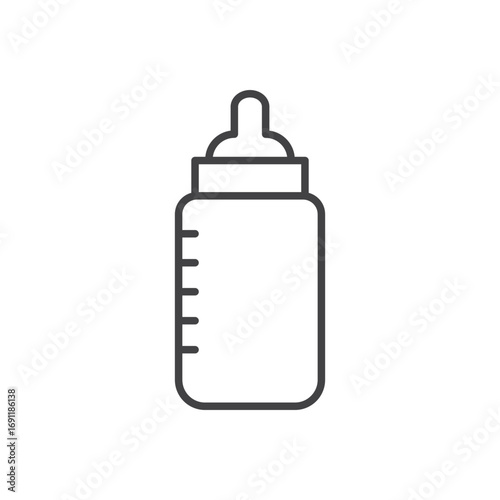 Milk bottle icon stroke liner version on white background