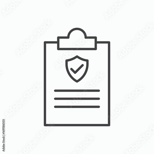 Insurance policy icon stroke liner version on white background