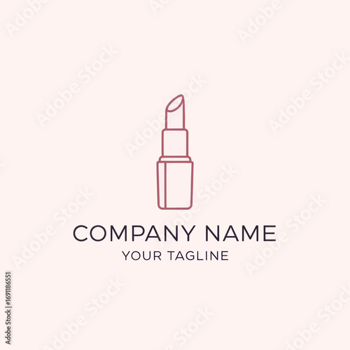 Elegant minimalist lipstick logo design for a beauty company.