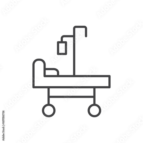 Hospital bed icon stroke liner version on white background