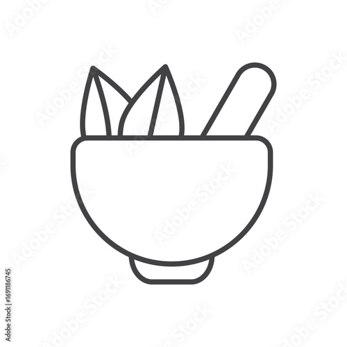 Herbal medicine icon stroke liner version on white background