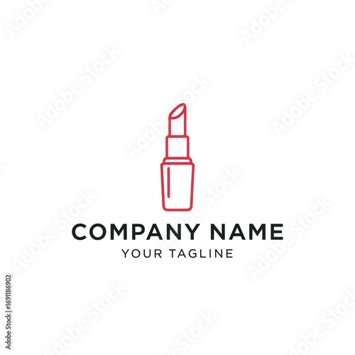 Red lipstick logo design with company name and tagline.
