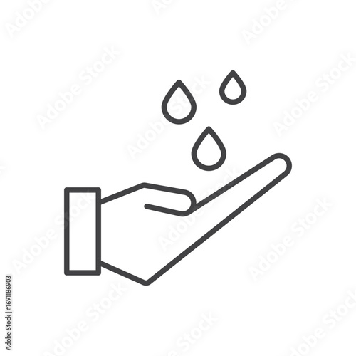 Handwashing icon stroke liner version on white background