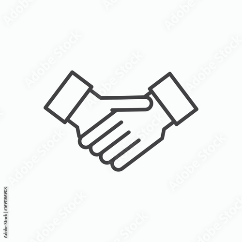 Handshake icon stroke liner version on white background