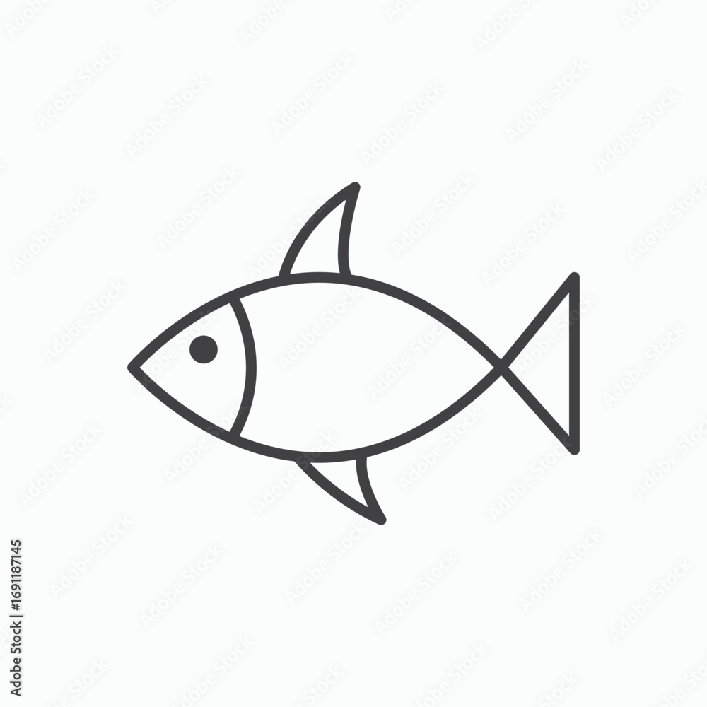 Fototapeta premium Fish icon stroke liner version on white background