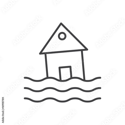 Flood icon stroke liner version on white background