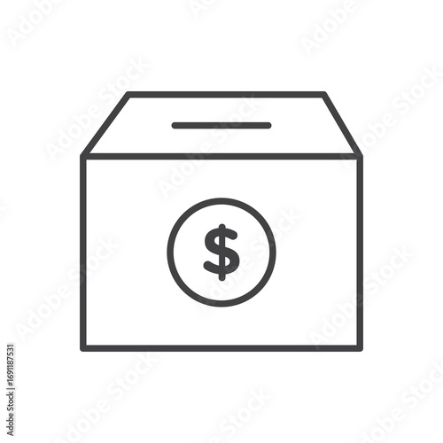 Donation box icon stroke liner version on white background
