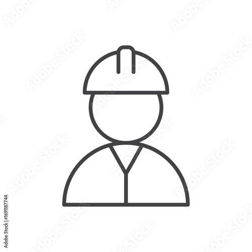 Construction worker icon stroke liner version on white background