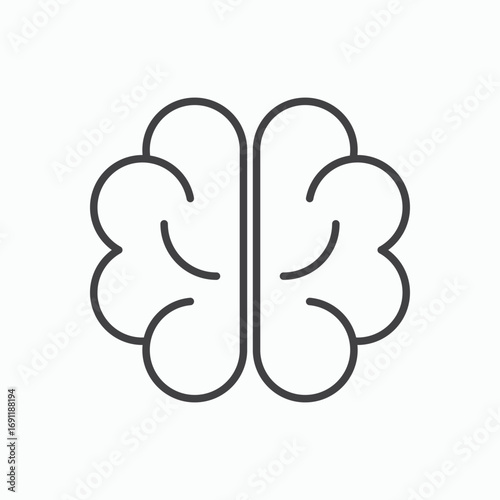 Brain icon stroke liner version on white background