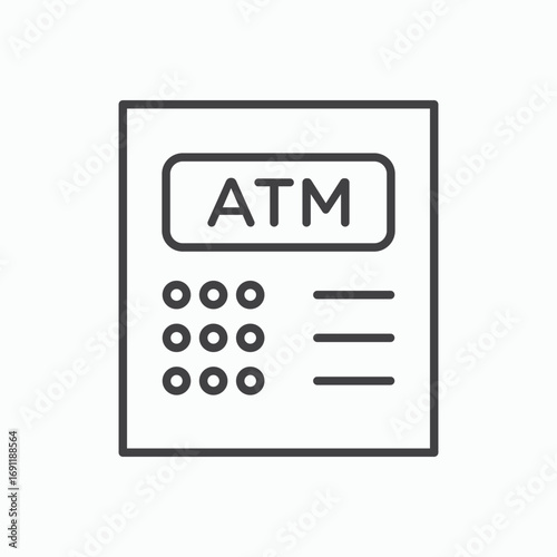 Atm icon stroke liner version on white background