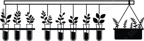 Action of Growing Plants, Subject of Botany and Horticulture, Location in a Laboratory, Content Type Vector Illustration, Environment Indoor, Viewpoint Side Perspective, Concept of Sustainability