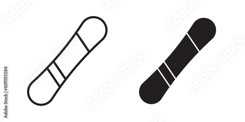 Snowboard icon. monochrome icon . Vector illustration with stroke and fill on a white background.