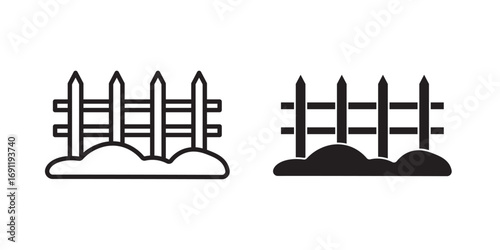 Snowy Fence icon .seamless  or winter borders. Vector illustration with stroke and fill on a white background.