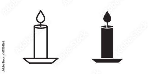 Candle icon. Vector illustration with stroke and fill on a white background.