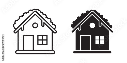 Frozen House Roof icon. Roof symbol that can be used for any platform and purpose. High quality roof illustration. Vector illustration with stroke and fill on a white background.