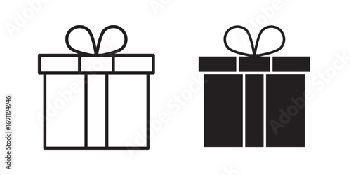 Gift Box icon . Surprise present linear design. Vector illustration with stroke and fill on a white background.