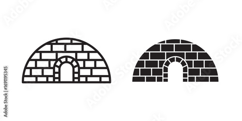 Igloo icon .Vector illustration with stroke and fill on a white background.