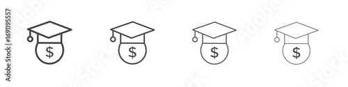 Scholarship icons vector graphics for web designs