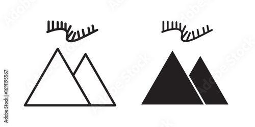 Northern Lights icon. northern lights color icon for website design and mobile app development. Vector illustration with stroke and fill on a white background.