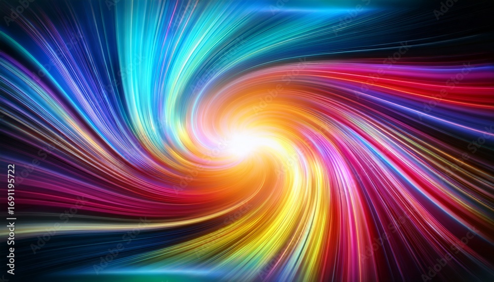Obraz premium abstract tunnel of light in vibrant colors with swirling motion