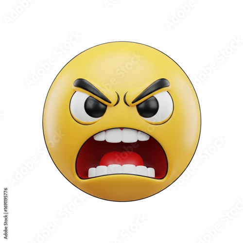 Vector art of angry emoji face with furrowed eyebrows