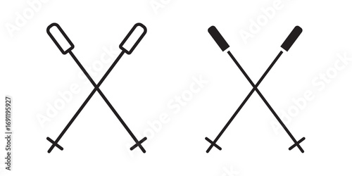 Ski Poles icon. Vector illustration with stroke and fill on a white background.