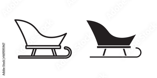 Sled icon. Vector illustration with stroke and fill on a white background.