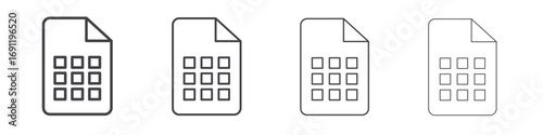 Spreadsheet icons vector graphics for web designs