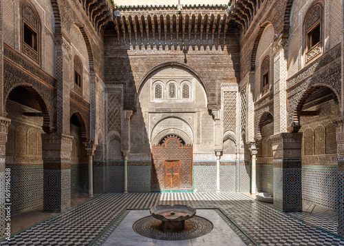 Fotografie Courtyard of Al-Attarine Madrasa, one of the most beautiful historical madrasas