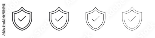 Shield check mark icons vector graphics for web designs