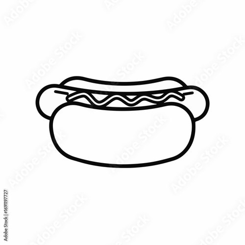 Delicious hot dog with wavy mustard illustration perfect for food blogs, menus, and summer cookout promotions