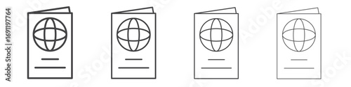 Passport icons vector graphics for web designs