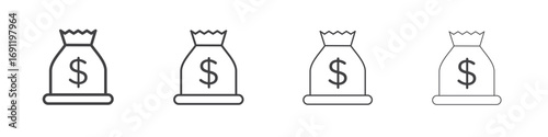 Money bag icons vector graphics for web designs