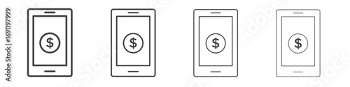 Mobile banking icons vector graphics for web designs