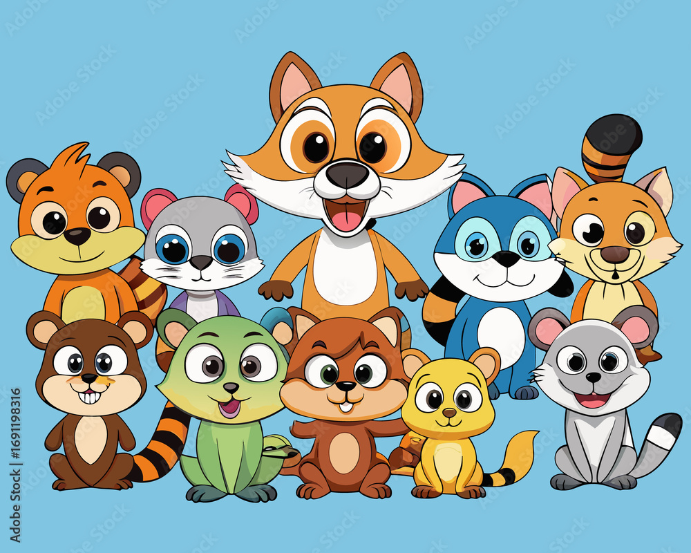 Naklejka premium set of cartoon animals