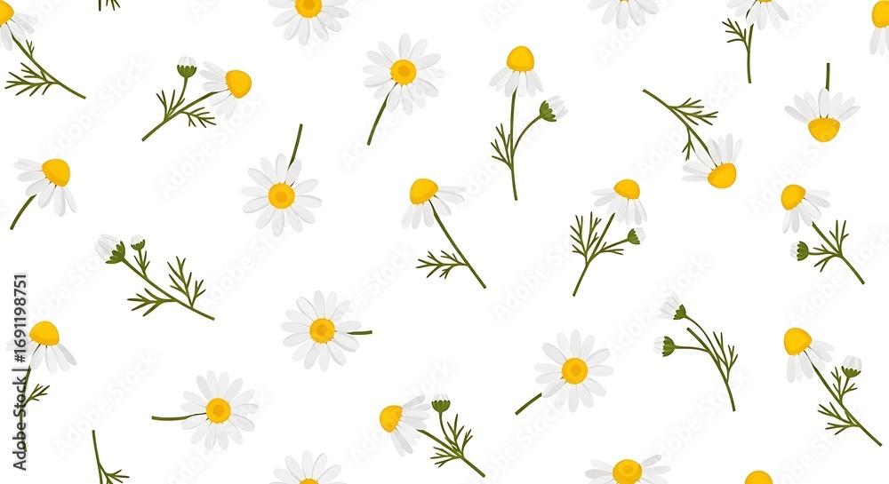 Obraz premium White Daisy Flower Pattern Background.