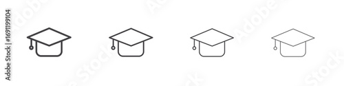 Graduation cap icons vector graphics for web designs