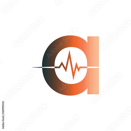 A creative, medical-themed logo featuring a heartbeat rhythm line integrated into the letter 'a'. This design is perfect for brands in the health, wellness, and technology sectors.