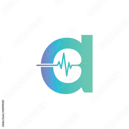 A creative, medical-themed logo featuring a heartbeat rhythm line integrated into the letter 'a'. This design is perfect for brands in the health, wellness, and technology sectors.