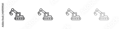Excavator icons vector graphics for web designs