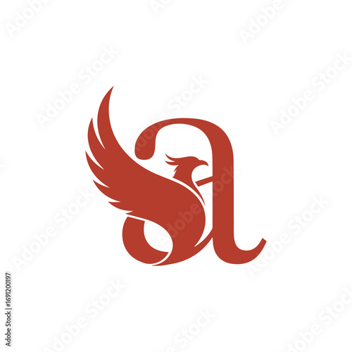 A creative, elegant logo featuring the letter 'A' integrated with the mythical Phoenix bird. Ideal for brands symbolizing rebirth, strength, and timeless quality.
